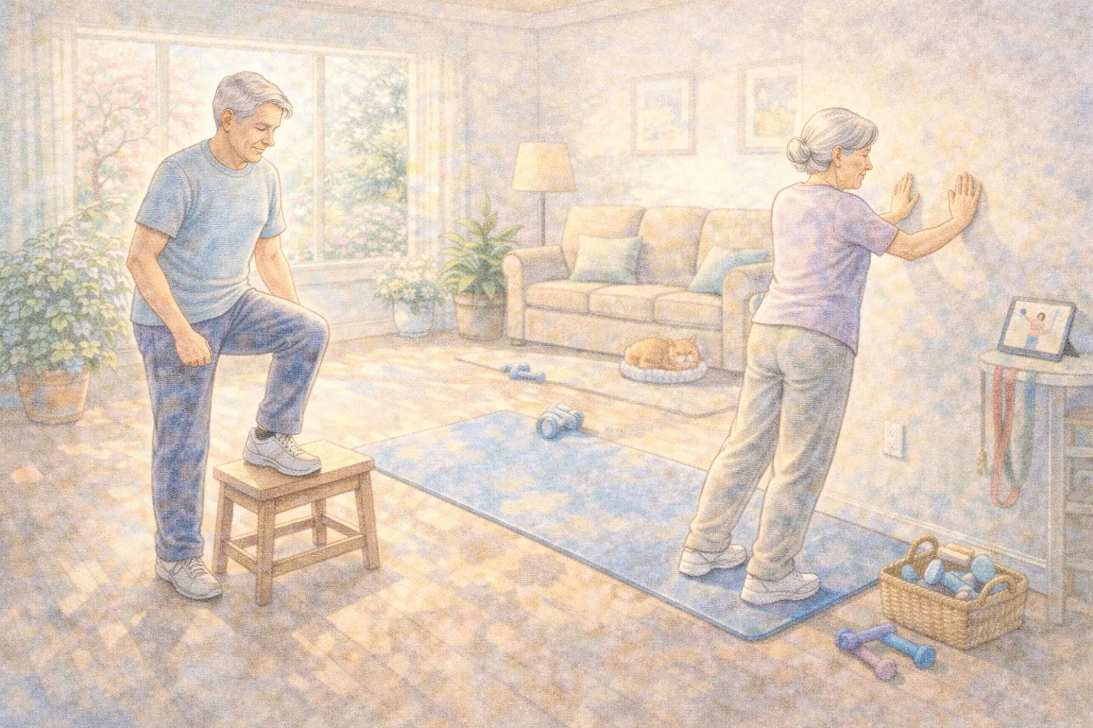 2026 Home Exercise Progress for Seniors (55+): Build Consistency Without Injury or BurnoutCindy’s Column × Senior AI Money “Progress after 55 isn’t about pushing harder. It’s about repeating safely.” Many adults 55+ start the year with good intentions: “I should exercise more.” “I need to build strength.” “I don’t want to lose mobility.” And then one of three things happens: You overdo it and feel sore for days. You get discouraged and stop. You try something trendy that doesn’t fit your body. This guide is not about intensity. It’s about sustainable progress at home — without equipment, without pressure, and without injury. WHY PROGRESS FEELS DIFFERENT AFTER 60 After 60, the body responds differently: Recovery takes longer Joints need more care Balance requires attention Sleep affects energy more But here’s the truth: Muscle still grows. Balance still improves. Strength still increases. The difference is pacing. THE 2026 RULE Consistency beats intensity. Three safe sessions per week Beat one “hero workout” every time. PART 1: WHAT “PROGRESS” REALLY MEANS AFTER 55 Progress does not mean: Sweating heavily Lifting heavy weights Feeling exhausted Progress means: Standing from a chair more easily Carrying groceries without strain Climbing stairs steadily Feeling stable in the shower Getting up from the floor with confidence Functional strength is the goal. PART 2: THE 3-PILLAR SYSTEM Every safe home program should include: Strength Balance Mobility Miss one, and injury risk increases. Pillar 1: Strength (2–3x per week) Simple exercises: Sit-to-stand from chair Wall push-ups Heel raises Light resistance band rows Step-ups on low step Start with: 8–10 repetitions 1–2 sets Stop before pain. Pillar 2: Balance (daily micro-practice) Examples: Stand on one foot near counter Heel-to-toe walking Slow side steps Turning in a small circle safely Balance improves with short, frequent practice. Even 2 minutes daily helps. Pillar 3: Mobility (gentle daily) Focus areas: Ankles Hips Shoulders Upper back Simple movements: Shoulder rolls Ankle circles Seated spinal twists Gentle hip openers Mobility reduces stiffness and protects joints. TABLE 1: Weekly Structure Example Day Focus Time Monday Strength + Mobility 15–20 min Tuesday Balance + Light Walk 10–15 min Wednesday Rest or Stretch 5–10 min Thursday Strength + Mobility 15–20 min Friday Balance Practice 10 min Weekend Optional Light Activity Flexible Short. Repeatable. Calm. PART 3: HOW TO TRACK PROGRESS SAFELY Avoid scale-based tracking. Track function instead. Examples: Chair stand feels easier Less knee discomfort More steady walking outdoors Faster recovery after activity Table 2: Functional Progress Indicators Area What to Notice Leg strength Easier stairs Core stability Less wobble Grip strength Opening jars easier Endurance Less breathless on short walks Functional gains are real gains. PART 4: INJURY PREVENTION RULES Never exercise through sharp pain. Avoid: Sudden twisting Deep knee bends if painful Jerky movements Rapid floor transitions without support Warm up 3–5 minutes first: March in place Arm circles Gentle torso turns Cool down slowly. REAL-LIFE EXAMPLES Example 1: Harold, 73 Before: Did random YouTube workouts. Felt sore and stopped. After: Followed 3-day strength structure. Result: “Two months later, stairs feel easier.” Example 2: Maria, 69 Before: Avoided exercise after mild knee pain. After: Focused on balance + mobility daily. Result: “I feel steadier in the kitchen.” Example 3: Denise, 76 Before: Walked daily but no strength work. After: Added sit-to-stand twice weekly. Result: “Standing up feels effortless.” PRINTABLE: Weekly Exercise Consistency Checklist Strength (2–3x weekly) [ ] Sit-to-stand [ ] Wall push-ups [ ] Heel raises Balance (daily) [ ] One-foot stand [ ] Slow side steps Mobility (daily) [ ] Shoulder mobility [ ] Hip mobility [ ] Ankle mobility Recovery [ ] One full rest day [ ] Slept 7+ hours Small repetition builds confidence. WHY THIS MATTERS FINANCIALLY TOO Physical strength protects: medical costs fall risk mobility independence long-term care expenses Falls are expensive. Prevention is quiet savings. WHAT NOT TO DO IN 2026 Sign up for high-intensity programs too quickly Compare yourself to younger adults Exercise only when motivated Quit after one sore week Routine > motivation. A SIMPLE START PLAN (THIS WEEK) Pick: 2 strength days 2 balance days Daily mobility Write it on your calendar. Keep it boring. Boring builds strength. DISCLAIMER This article is for general educational purposes only and does not provide medical advice. Exercise programs should be adapted to individual health conditions, mobility levels, and physician recommendations. Consult a qualified healthcare professional before beginning a new exercise routine.